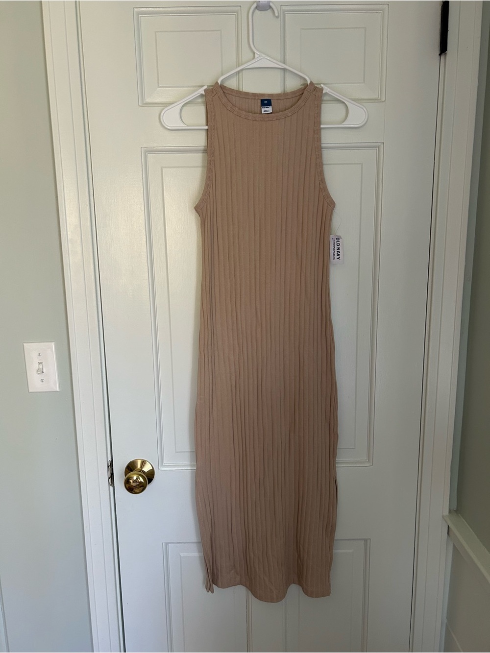 Old Navy Beige Ribbed Tank Midi Dress